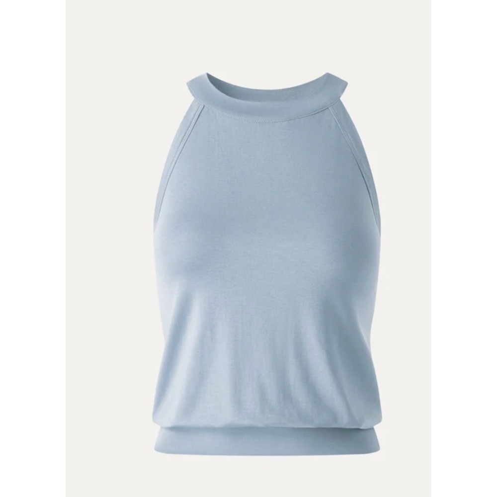 OGL Halter Neck Banded Hem Bra Tank Lyocell Azure Blue M NWT
